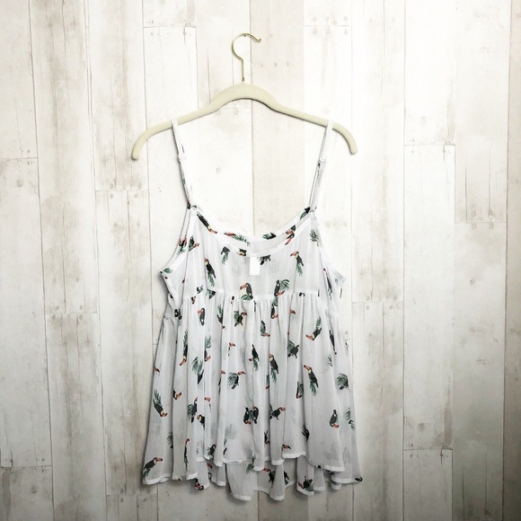 ❌SOLD❌ [Torrid] Toucan Semi Sheer Babydoll Blouse - Picture 4 of 8